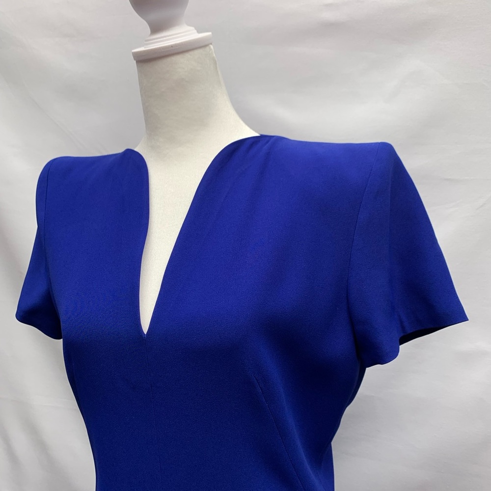 Alexander McQueen Royal,Cobalt Blue V-Neck A-Line Mini Dress Sz 44 US 8 Medium - Picture 6 of 15